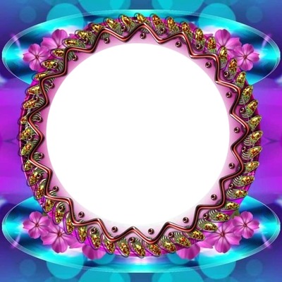 marco circular lila. Montaje fotografico