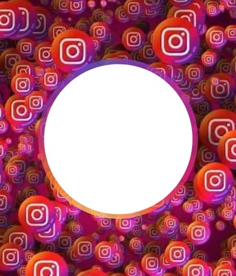 marco circular, sobre logos Instagram. Fotomontaža