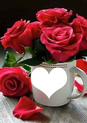 taza con rosas Фотомонтаж