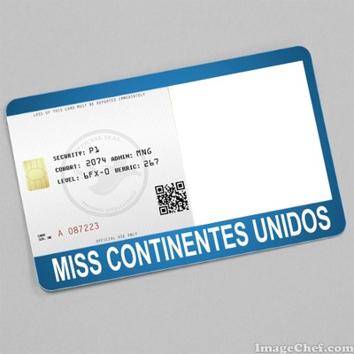 Miss Continentes Unidos Card Fotomontaggio