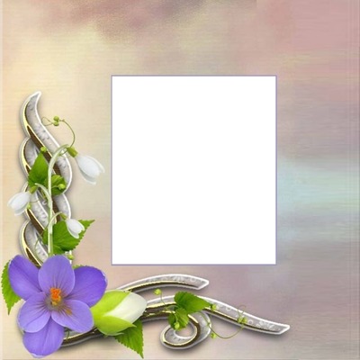 marco y flor morada. Fotomontáž