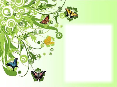 Cadre - fleurs - papillons Фотомонтаж