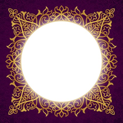 purple frame gold square circle Photo frame effect