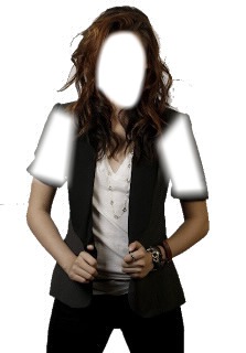 Bella-Kristen para botar rosto e manga de blusa Fotómontázs