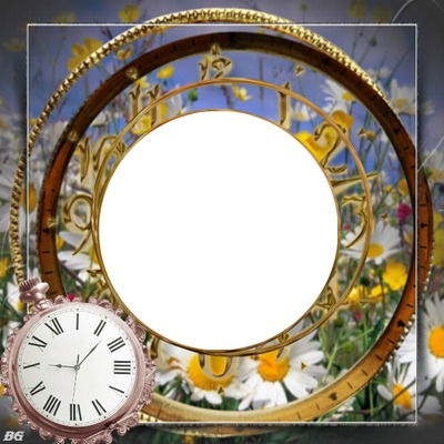 cadre montre fleuri Photomontage