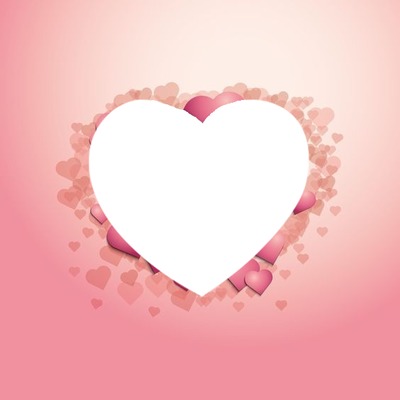 corazón entre corazones rosados. Photomontage