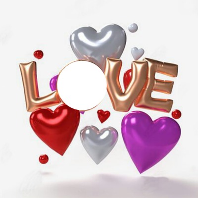 Love, globos metálicos, corazón Fotomontage