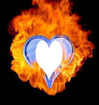 coeur bleu en feu 1 photo Фотомонтаж