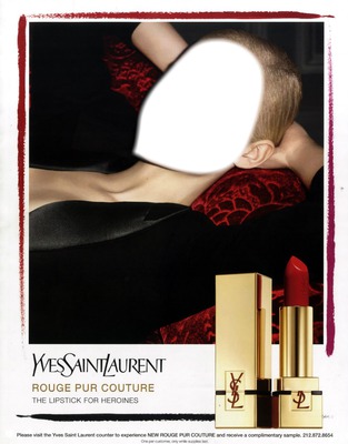 Yves Saint Laurent Rouge Pur Couture Ruj Afiş Sahne Yüz Fotomontaža