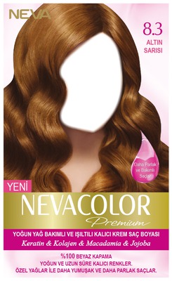 Nevacolor Premium Kalıcı Krem Saç Boyası Seti 8.3 Altın Sarısı Fotómontázs
