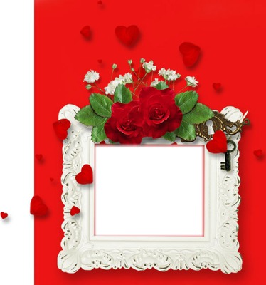 cadre de roses rouge Photo frame effect