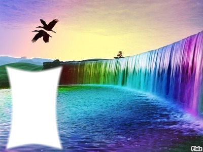 cascade multicolore Fotomontage
