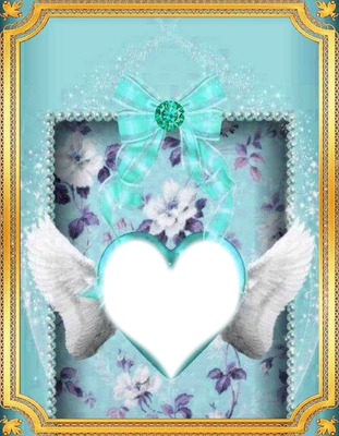 blue heart wings Photo frame effect