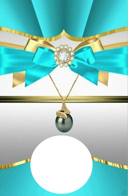 aqua bow with pearl Montage photo