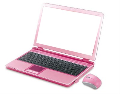 computador rosa! Fotomontagem