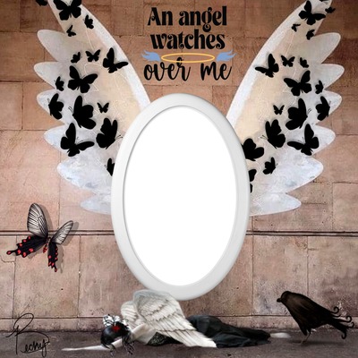 an angel watche's over me Photo frame effect