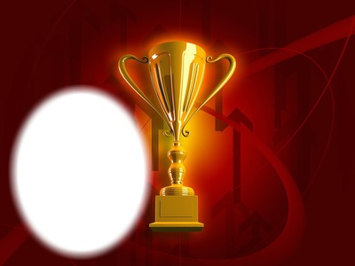 Trophée-gagnant-victoire-fond rouge Fotomontaggio
