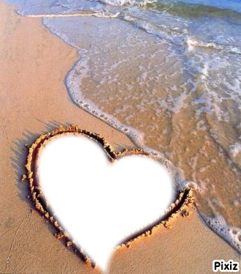 coeur sur la plage フォトモンタージュ