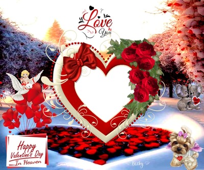 valentines day in heaven Photo frame effect