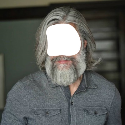 Cheveux longs gris homme Фотомонтажа