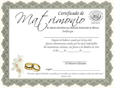 certificado de matrimonio con foto Montaje fotografico