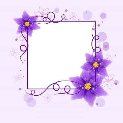 marco y flores lila. Montaje fotografico
