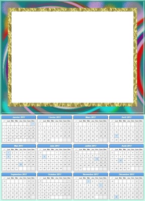 calendrier 2017 Photo frame effect