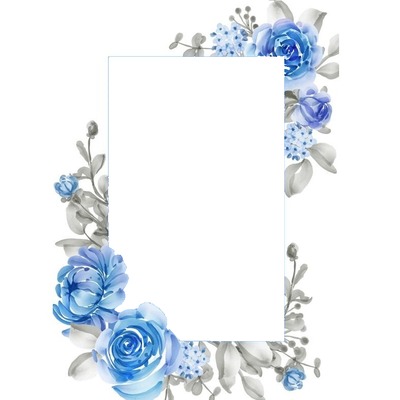 marco y rosas azules. Fotomontagem