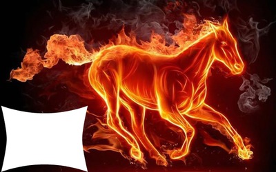 un cheval en feu 1 photo Fotomontage