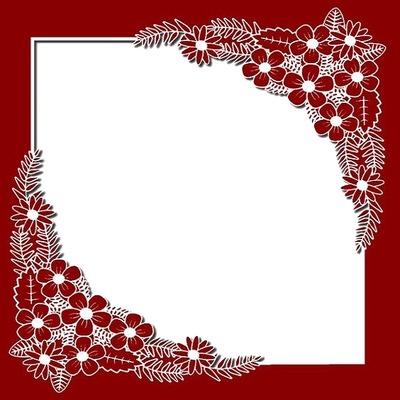 marco rojo y flores. Fotomontaža