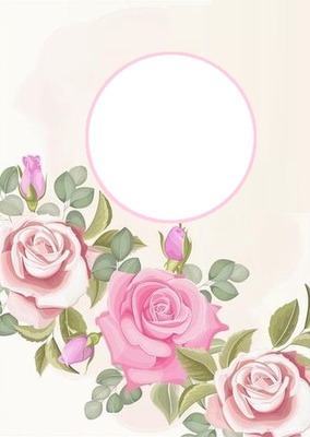 circulo y rosas rosadas. Photomontage
