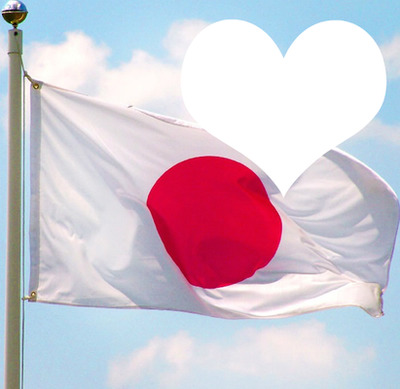 Japan flag flying Fotomontaż