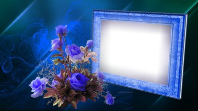 Cadre fleurs blue Φωτομοντάζ