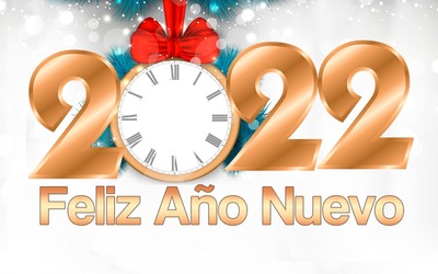 Feliz Año Nuevo 2022, reloj, 1 foto