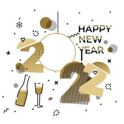 Happy New Year 2022, brindis, 1 foto Fotomontaggio