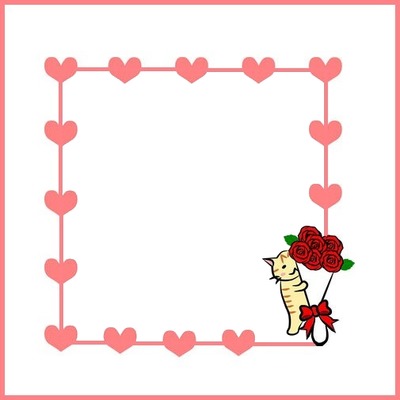 gatito con ramo de rosas rojas. Fotomontāža