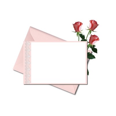 carta y rosas rojas. Photo frame effect