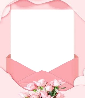 carta y rosas rosadas.