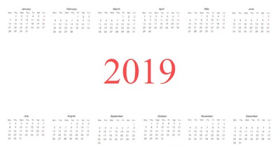 ''2019'' calendar Fotomontagem