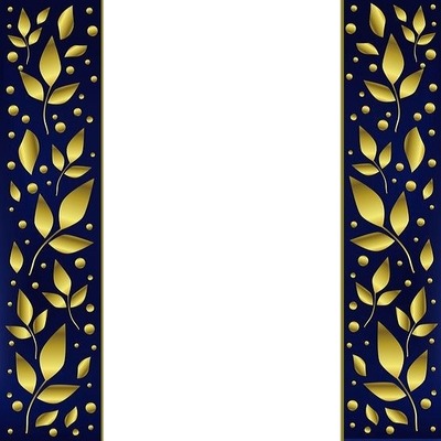 hojas doradas, fondo azul. Photomontage