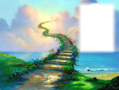 Nature - escalier - nuage Photomontage
