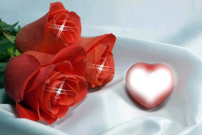 قلب و زهور حمراء Fotomontáž