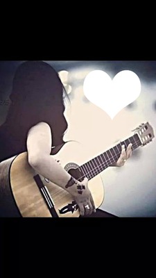 fille avec une guitare Photomontage