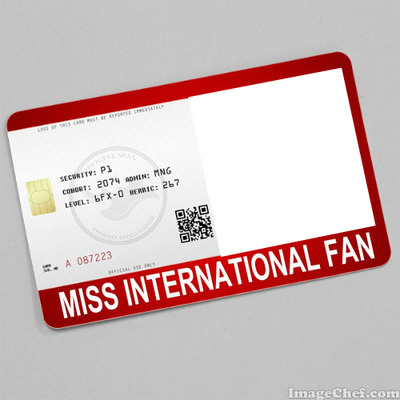 Miss International Fan Card Fotomontáž