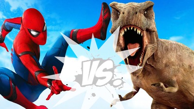 spiderman vs dinorex Fotomontaż