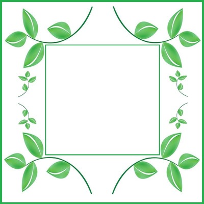 marco y hojas verdes. Fotomontaż