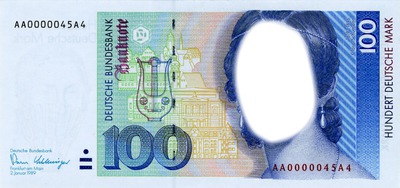 100 Deutsche Mark Photo frame effect