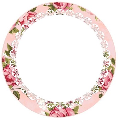 marco circular flores ,rosado