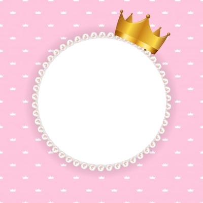 circulo y corona, fondo rosado. Photo frame effect