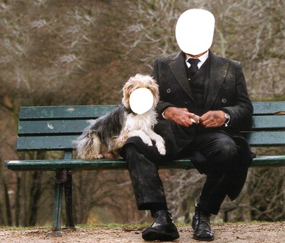 Человек с собакой. Фотомонтаж